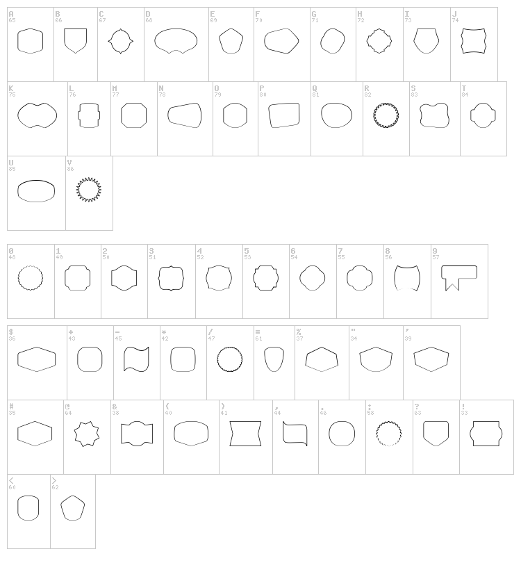 Label Pro XL Border font map